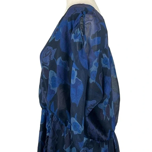 TED BAKER JULEAH RUCHED SLEEVED MINI DRESS BLUE, US SIZE 16-18 NWT - Picture 8 of 16